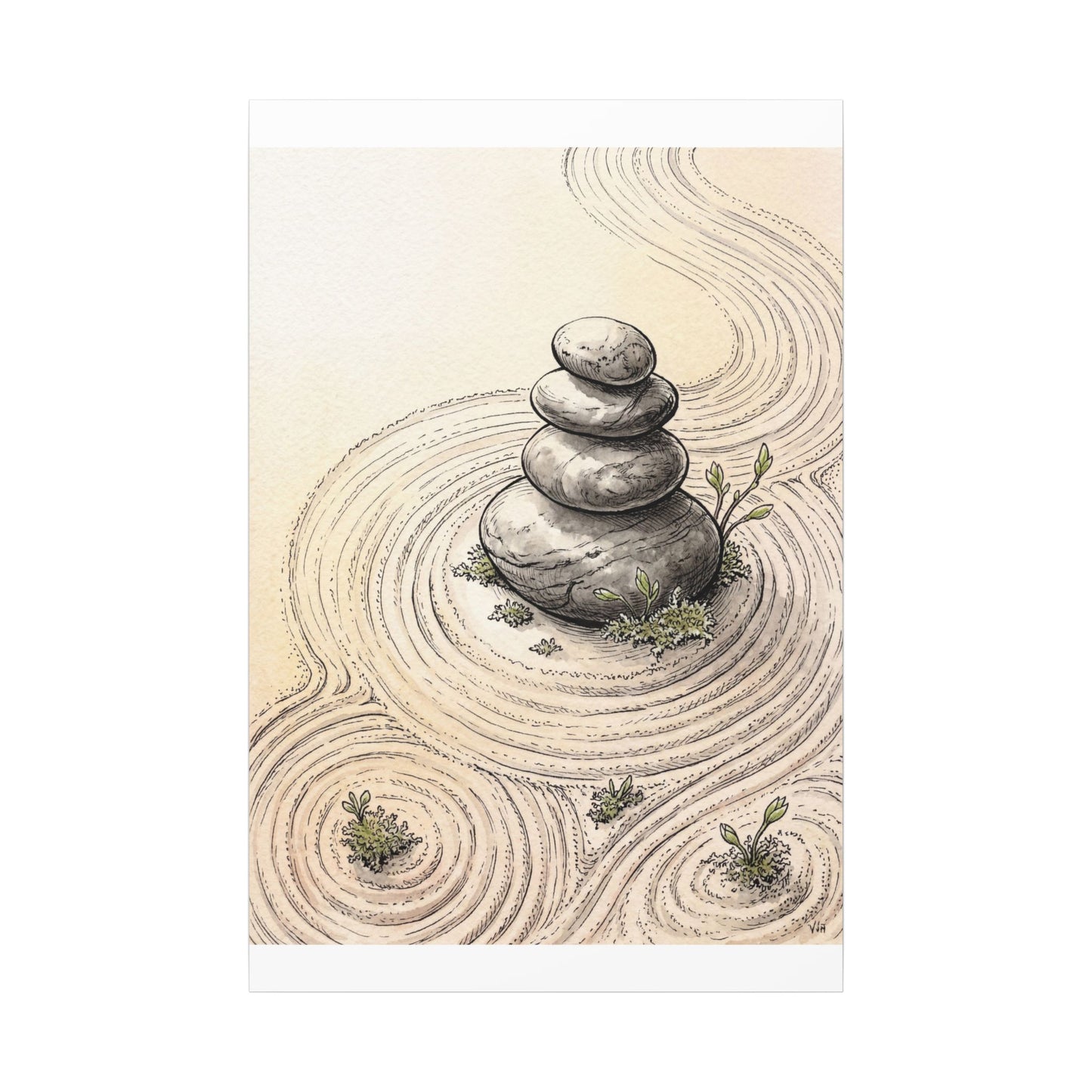 River Stones Spring Canvas Art | Zen Serene Design