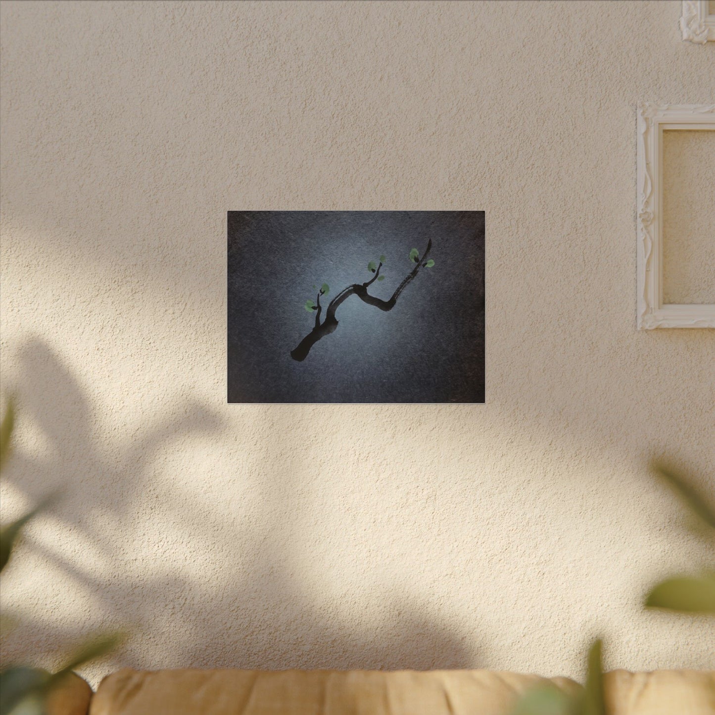 Ink Brushstroke Canvas Art | Spring Dark Japandi Moody Minimal Art