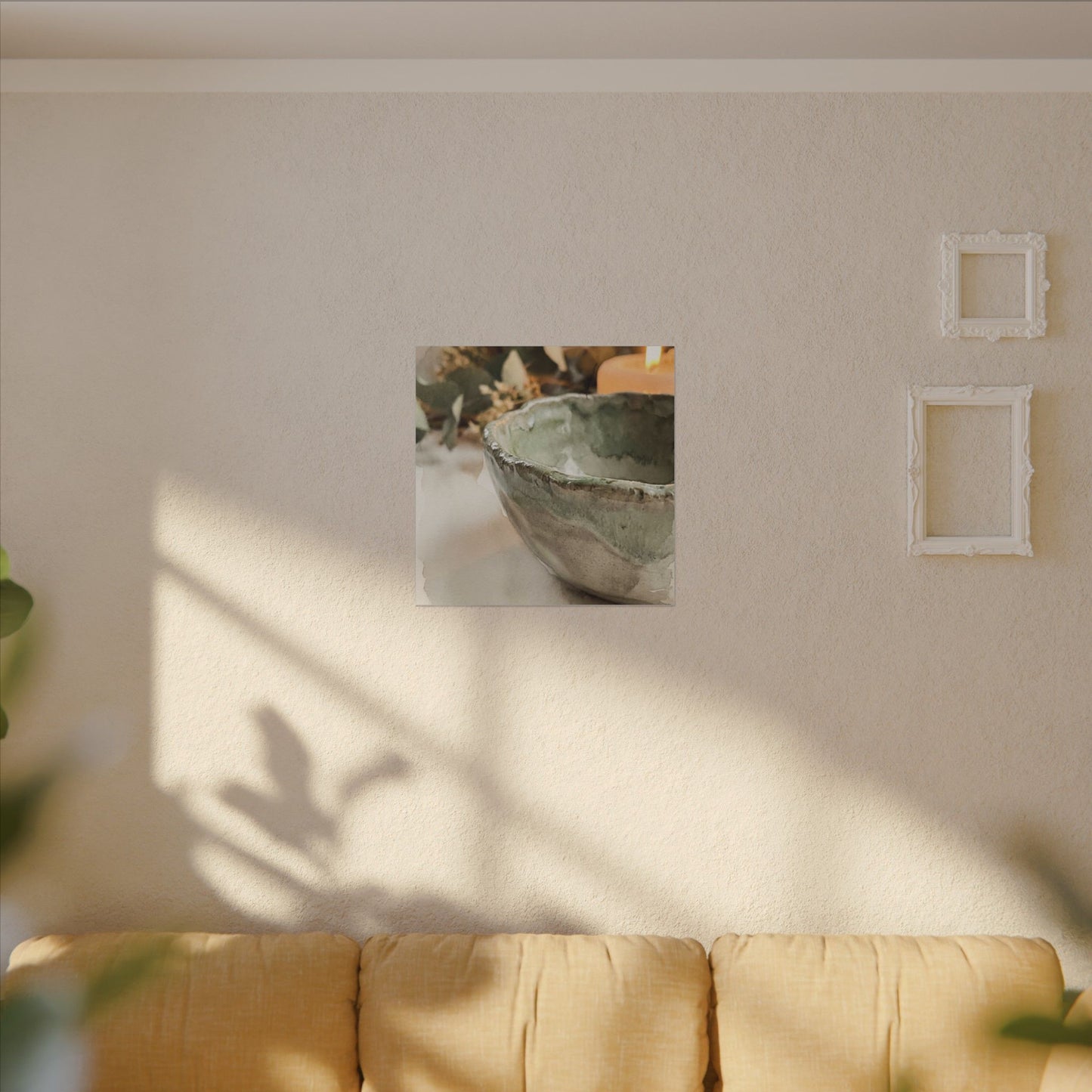Ceramic Bowl Canvas Art | Summer Japandi Watercolor Art