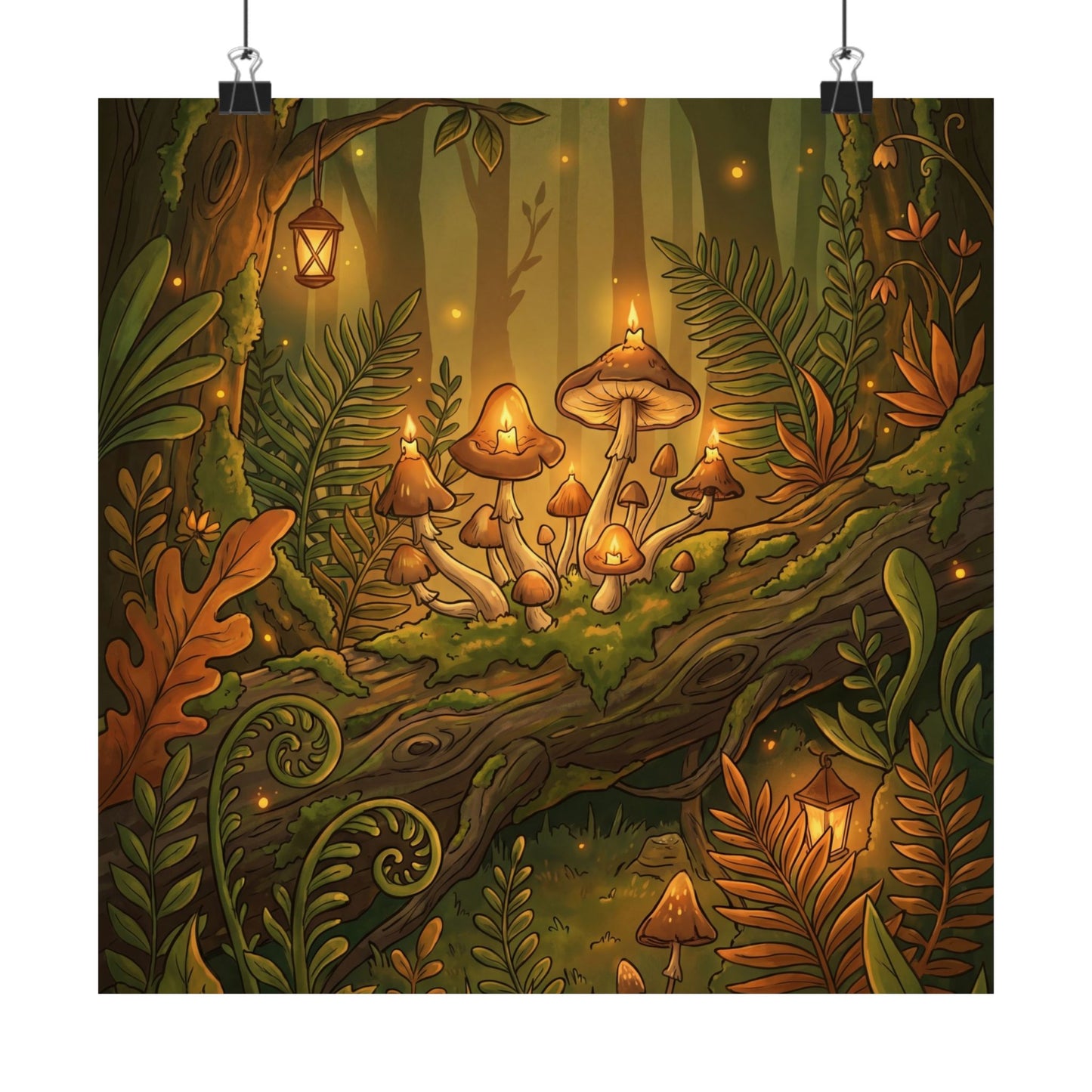 Summer Wild Mushrooms Forest Whimsy Wall Art Print | Nostalgic Decor Art Print