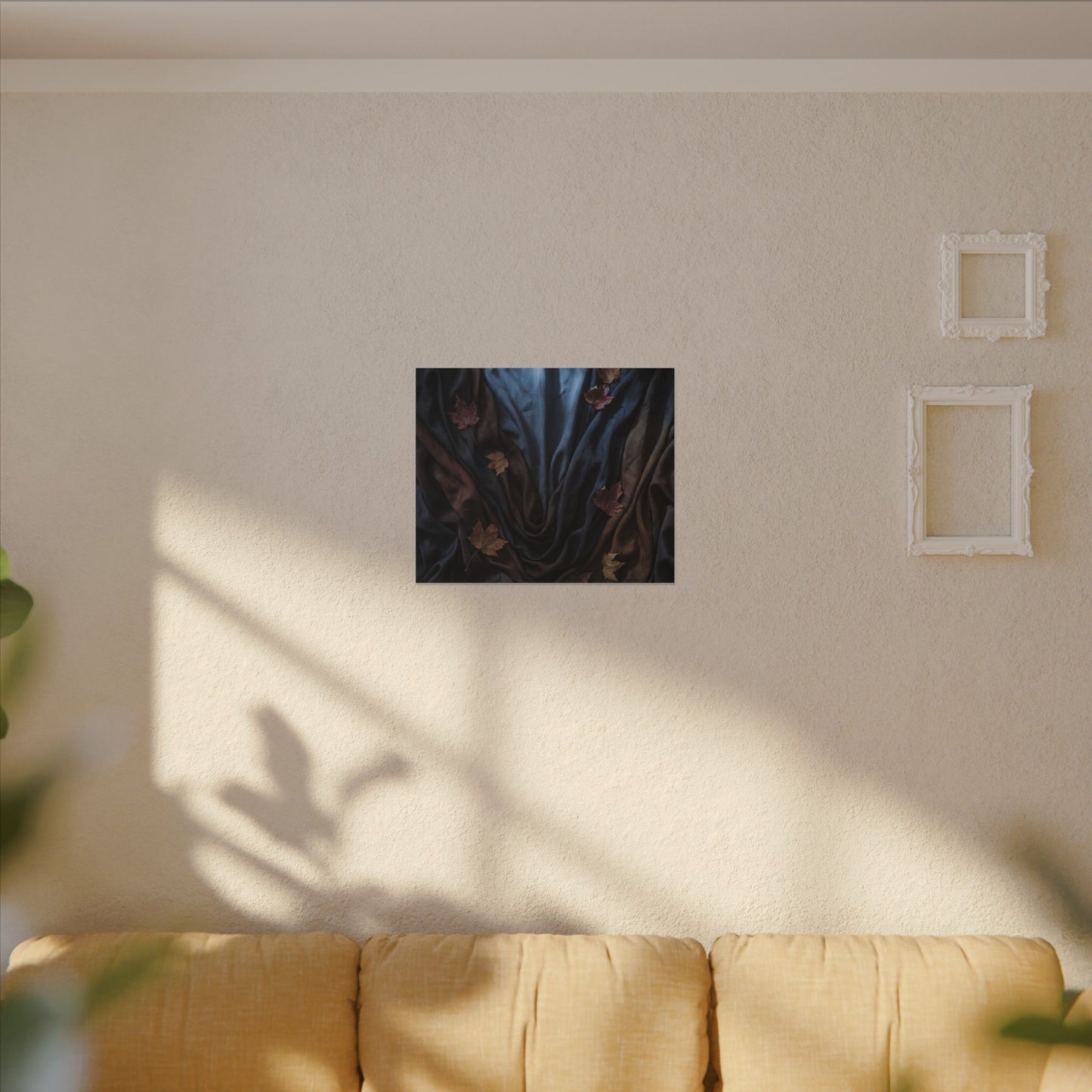 Silk Drape Canvas Art | Autumn Dark Japandi Moody Minimal Art