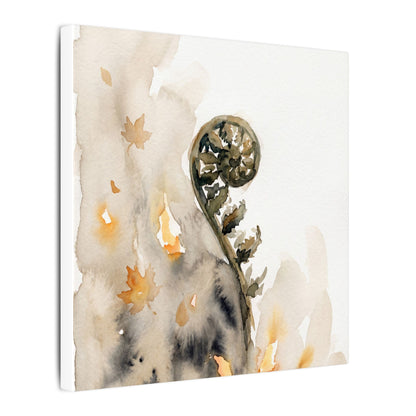 Fern Unfurling Watercolor Canvas Art | Earthy Japandi Art