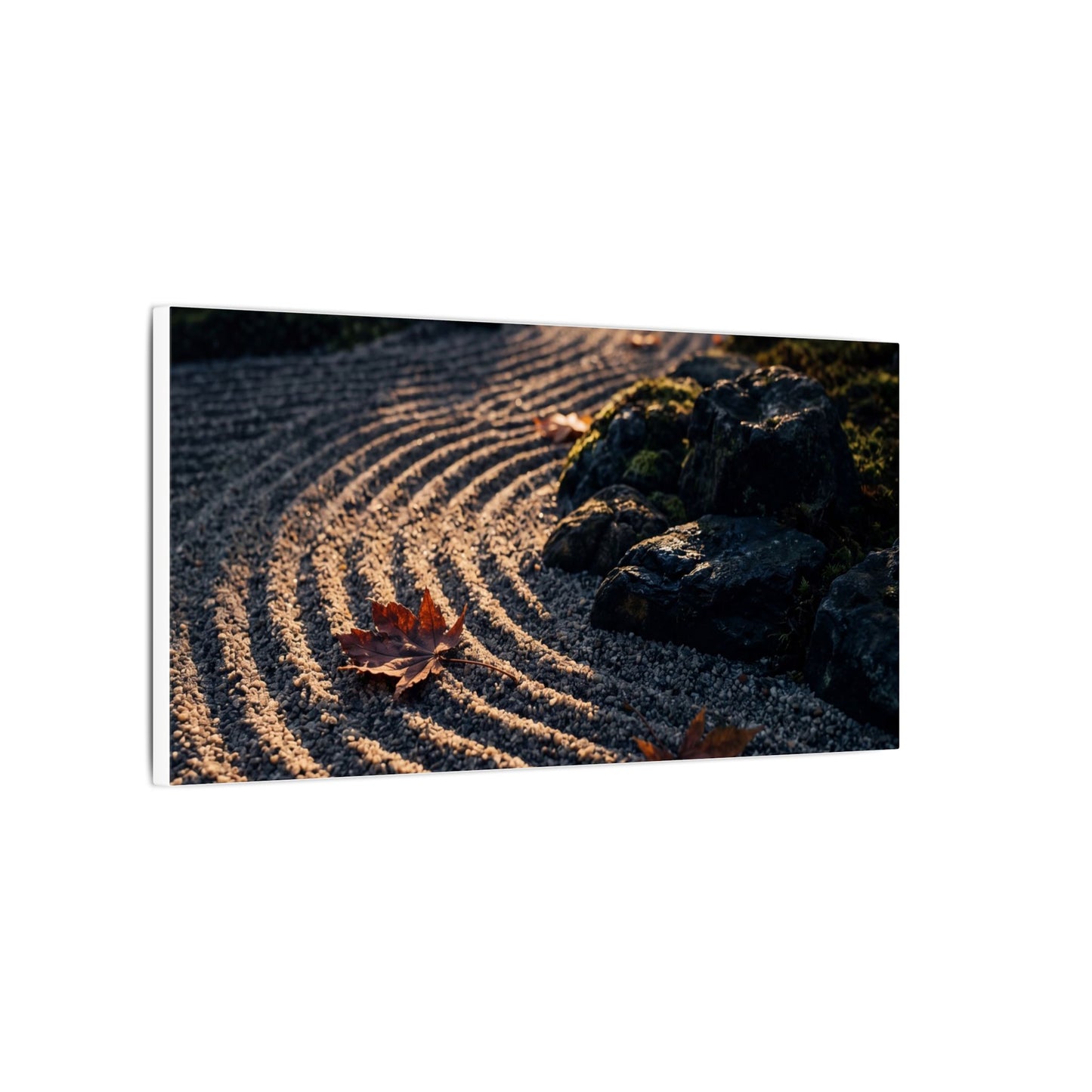 Rock Garden Moody Minimal Canvas Art | Bold Dark Japandi Art