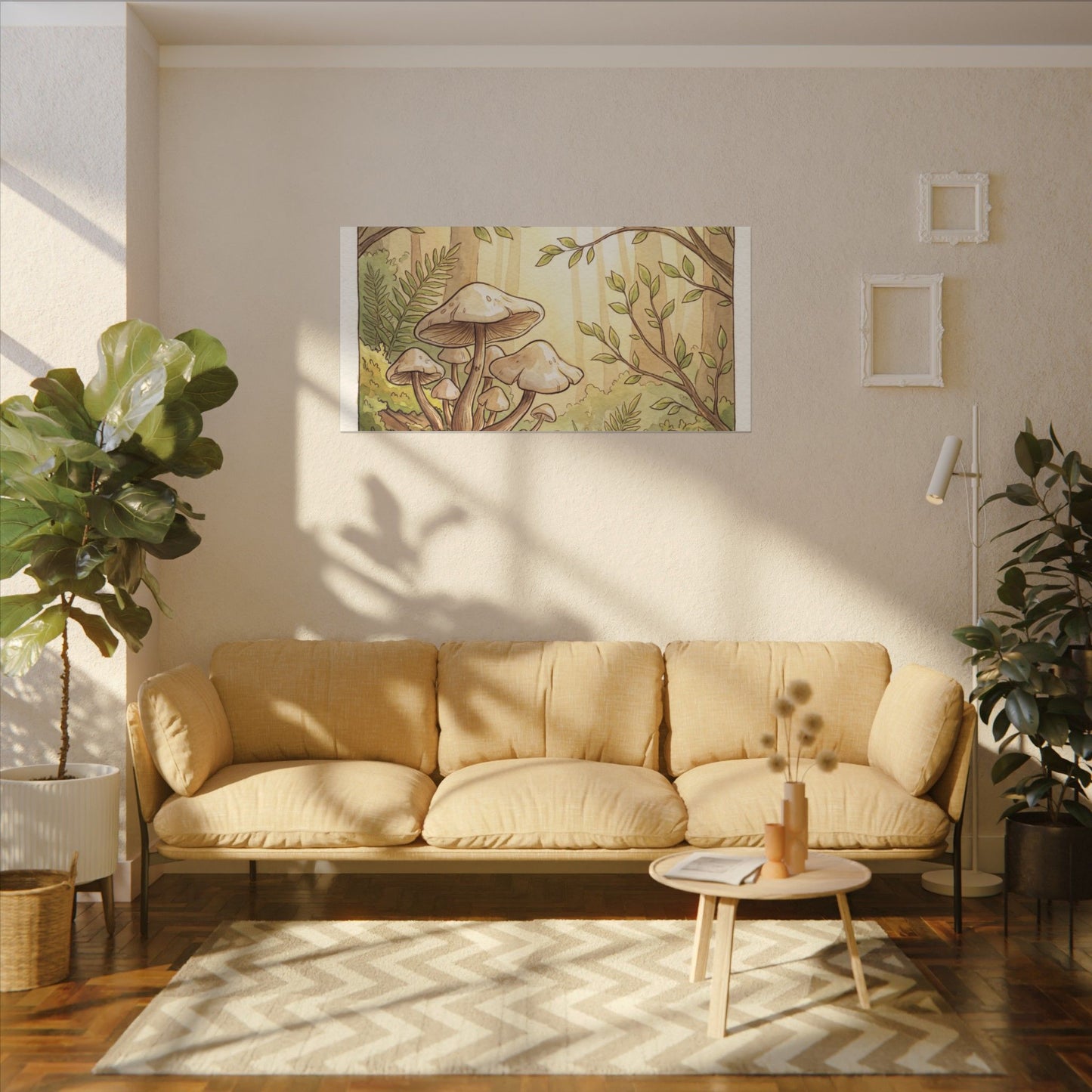 Spring Wild Mushrooms Mushroom Illustration Canvas Art | Cozy Decor