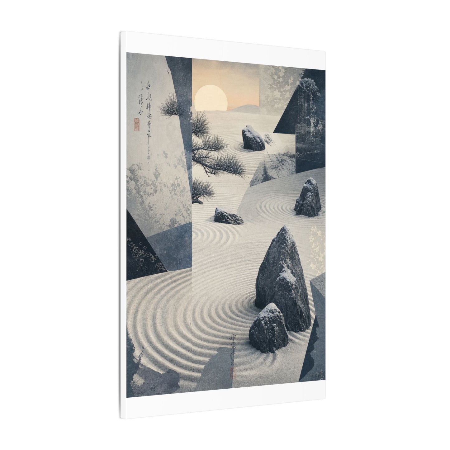 Seijaku Rock Garden Canvas Art - Zen Ukiyo E Inspired