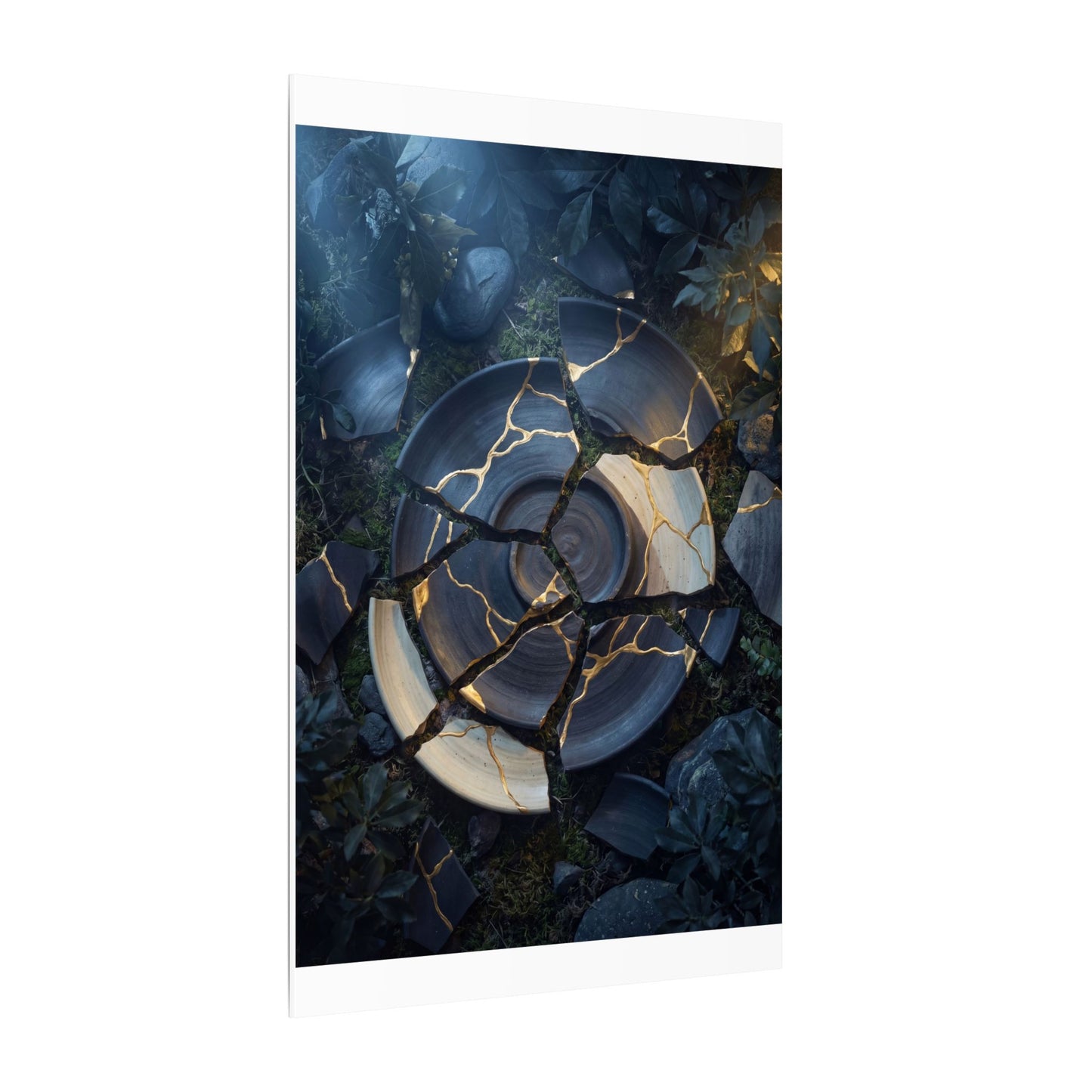 Resilient Broken Pottery Canvas Art - Gold Vein Kintsugi