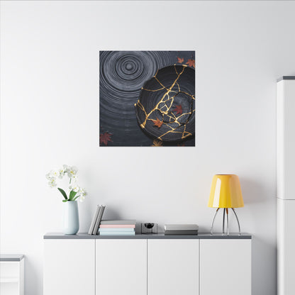 Philosophical Water Ripple Canvas Art - Gold Repair Kintsugi