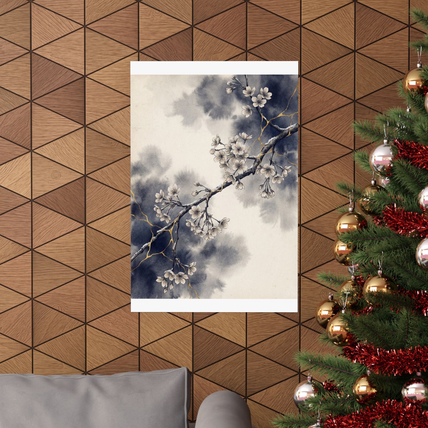 Beautiful Cherry Blossom Wall Art Print - Gold Vein Kintsugi