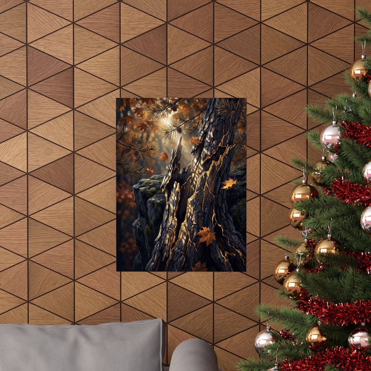 Pine Tree Autumn Wall Art Print | Kintsugi Beautiful Design