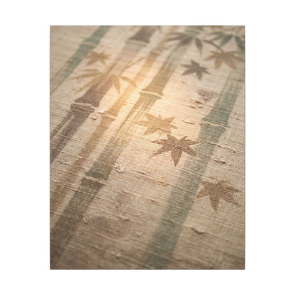 Autumn Bamboo Grove Japanese Pattern Canvas Art | Neutral Decor