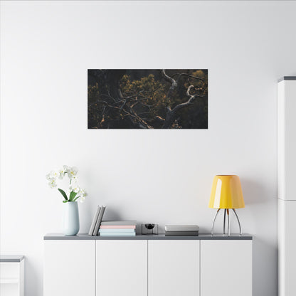 Moody Pine Tree Canvas Art - Moody Minimal Dark Japandi