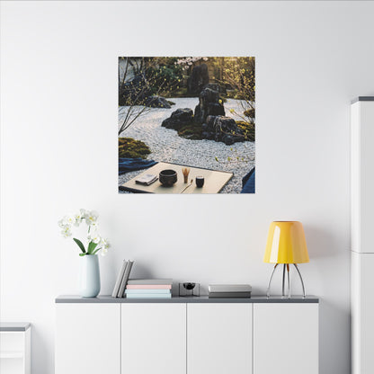 Zen Tea Ceremony in Golden Hour | Karesansui Canvas Art