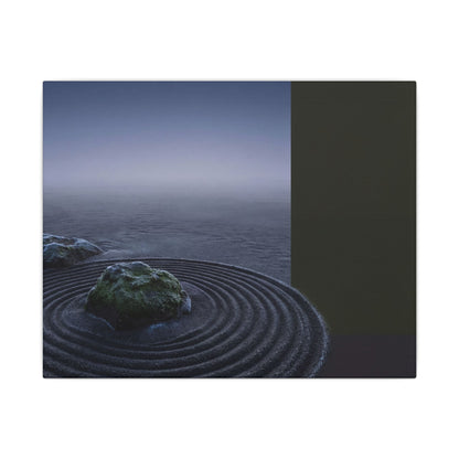 Ma Rock Garden Canvas Art - Dark Japandi Moody Minimal