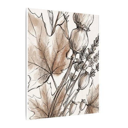 Neutral Dried Flowers Canvas Art - Minimal Line Japandi