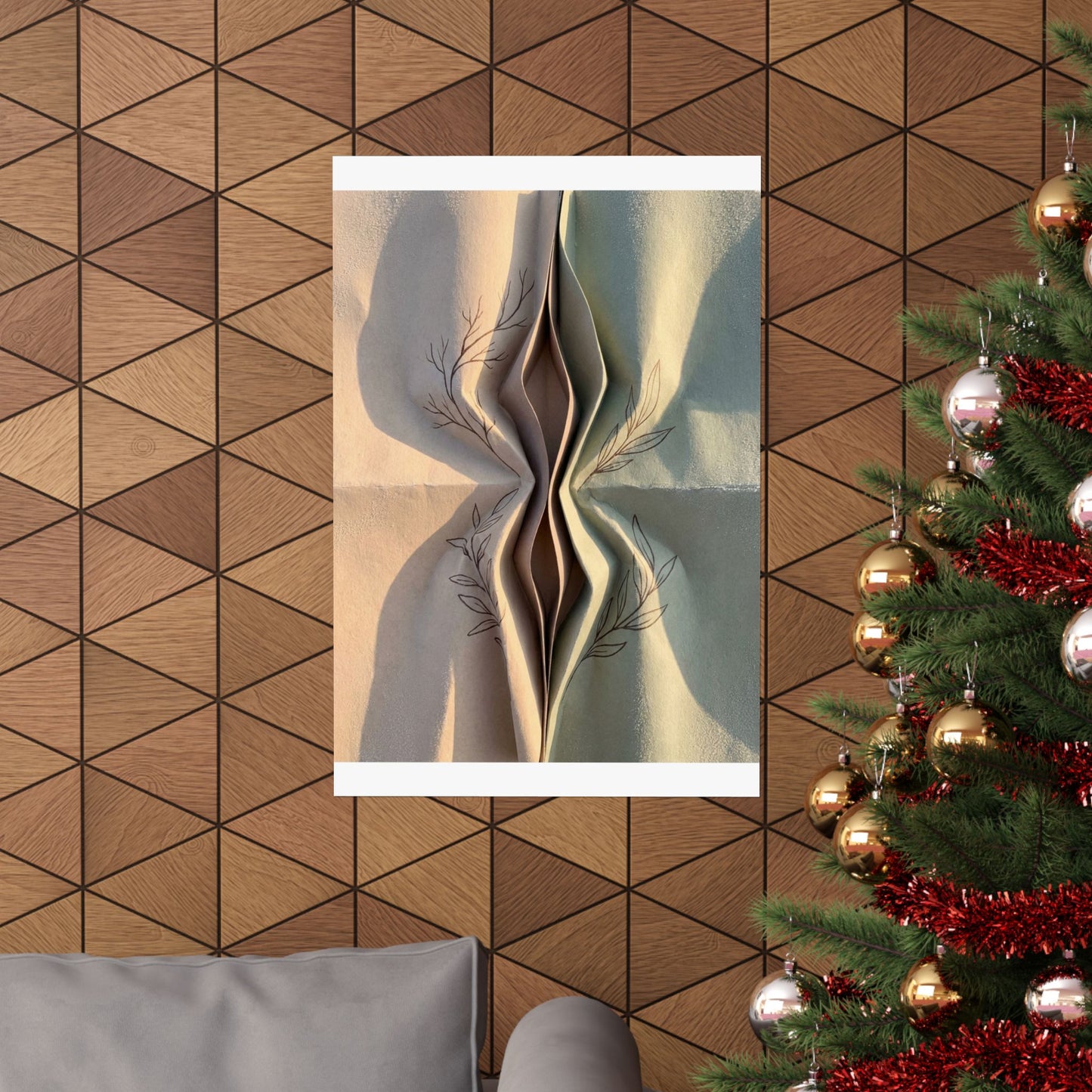 Kanso Paper Fold Wall Art Print - Japandi Minimal Line
