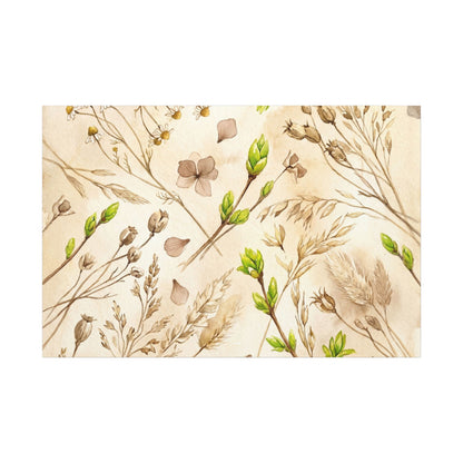 Spring Dried Flowers Watercolor Canvas Art | Earthy Decor