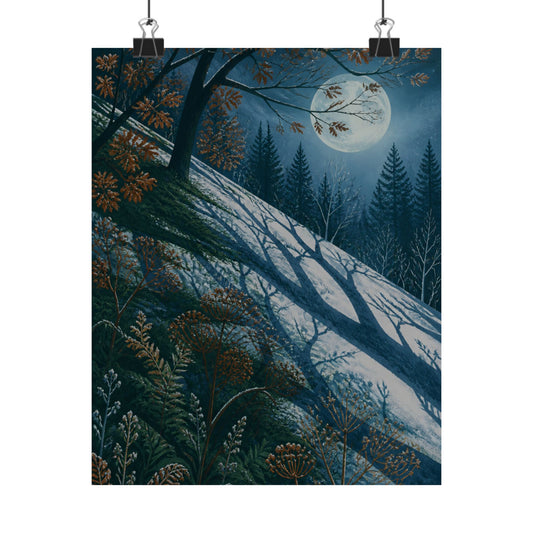 Moonlight Shadow Play Wall Art Print - Cottagecore Ma