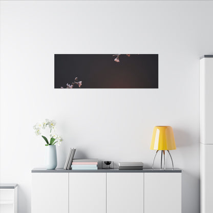 Dark Japandi Cherry Blossom in Candlelight | Moody Minimal Canvas Art
