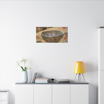 Japandi Ceramic Bowl in Golden Hour | Japanese Pattern Canvas Art