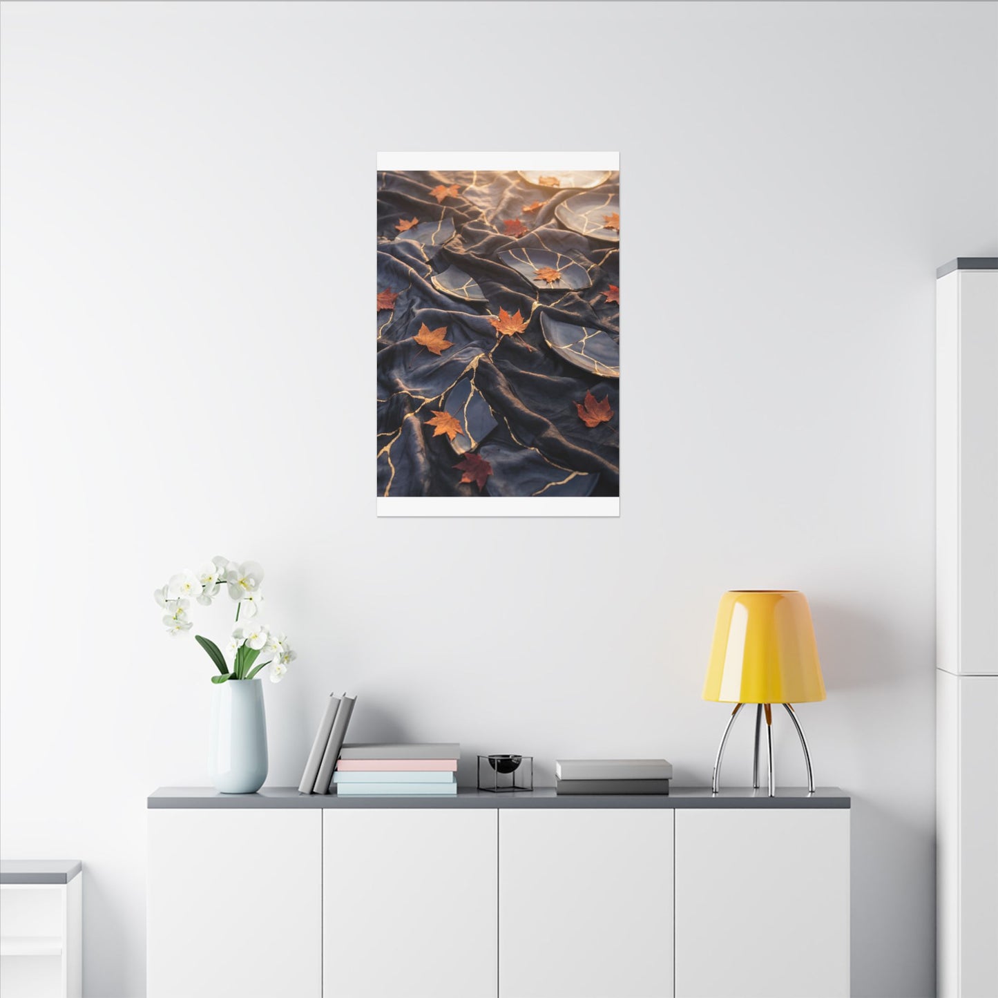Golden Hour Silk Drape Canvas Art - Kintsugi Shibui