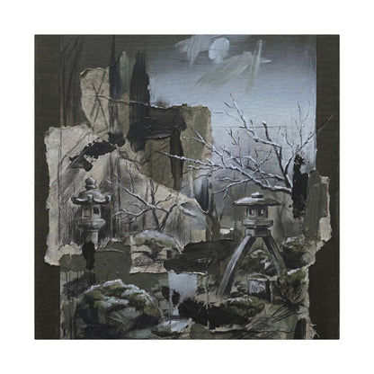 Winter Moonlit Garden Dark Texture Canvas Art | Moody Decor