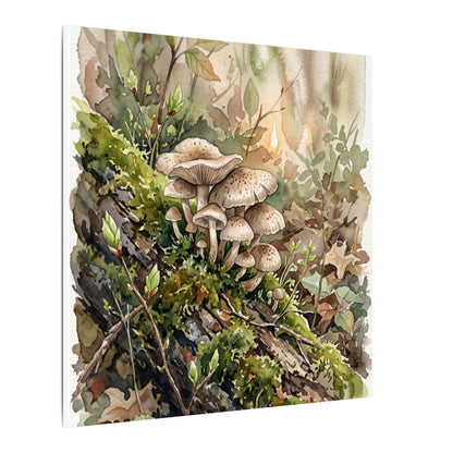 Wild Mushrooms Canvas Art | Spring Japandi Watercolor Art