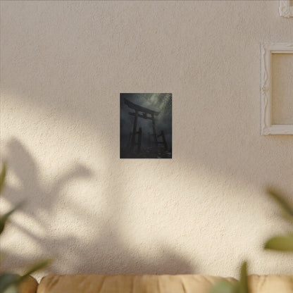 Dark Japandi Torii Gate in Dappled | Moody Minimal Canvas Art
