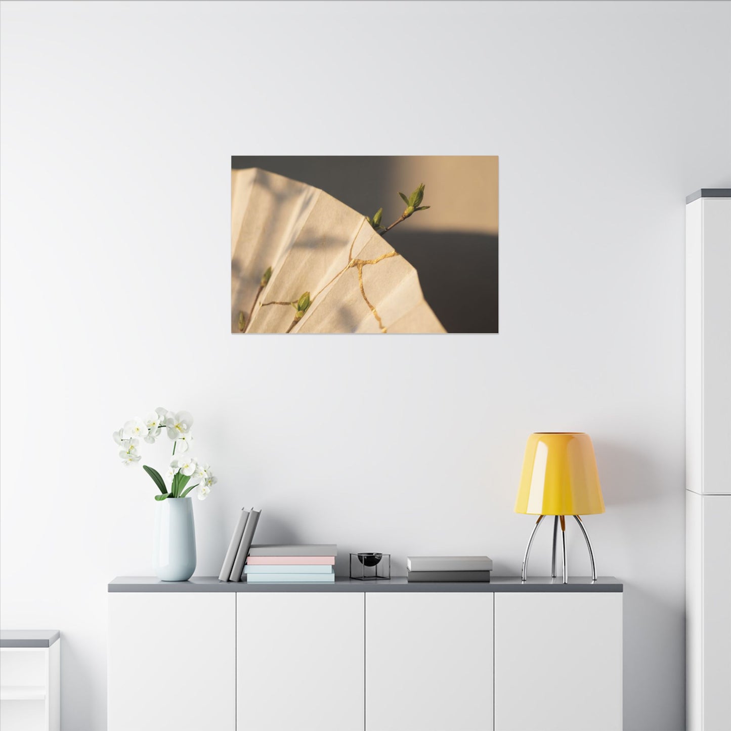 Paper Fold Gold Vein Canvas Art | Healing Kintsugi Art