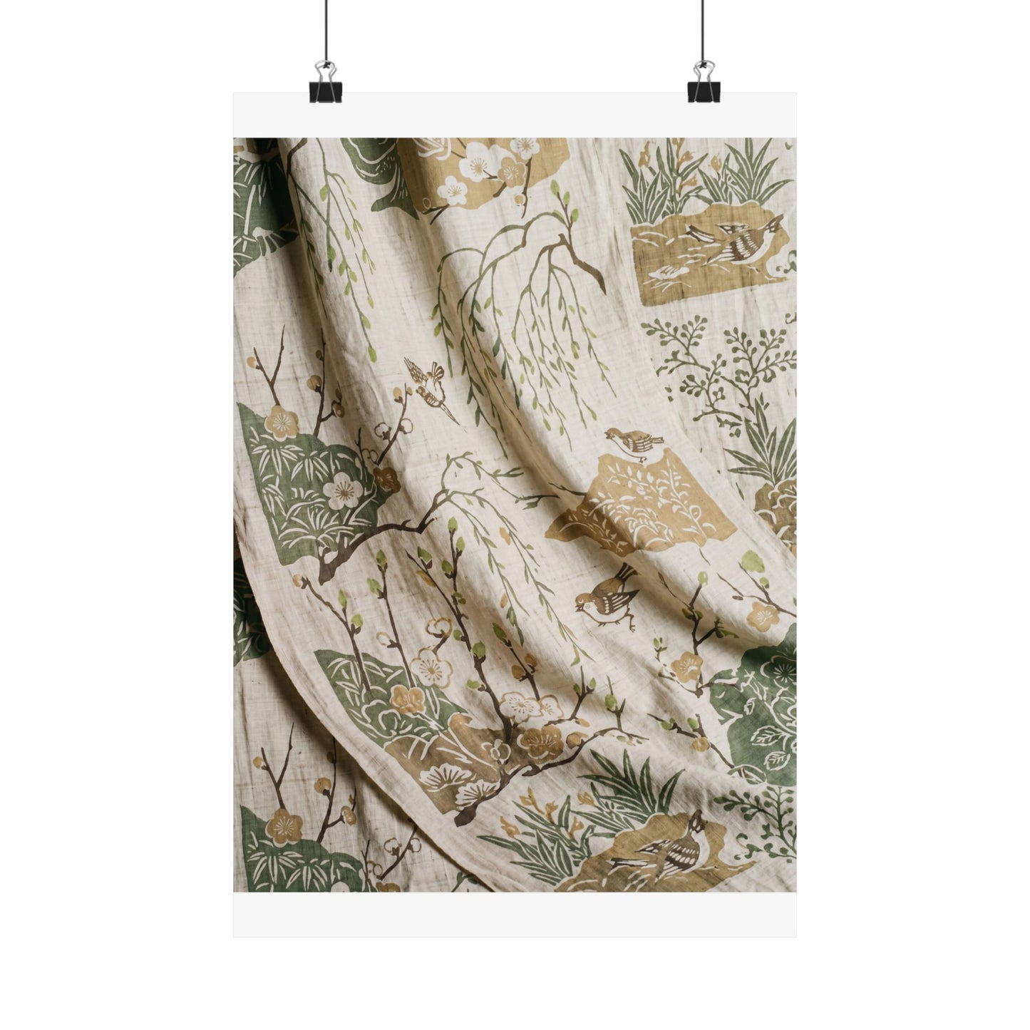 Silk Drape Japanese Pattern Wall Art Print | Neutral Japandi Art