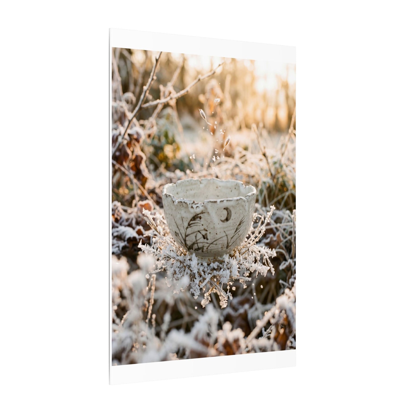 Japandi Ceramic Bowl in Golden Hour | Japanese Pattern Canvas Art