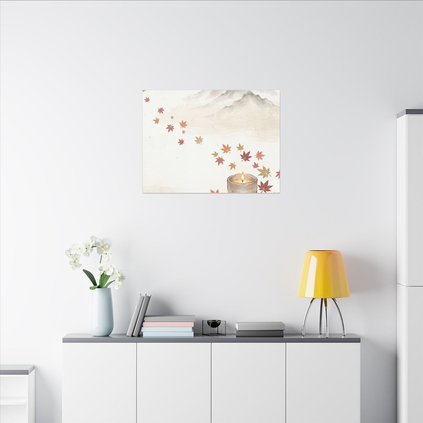 Earthy Mountain Mist Canvas Art - Japanese Pattern Japandi