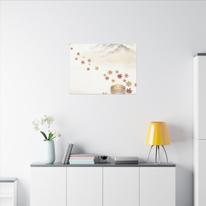 Earthy Mountain Mist Canvas Art - Japanese Pattern Japandi