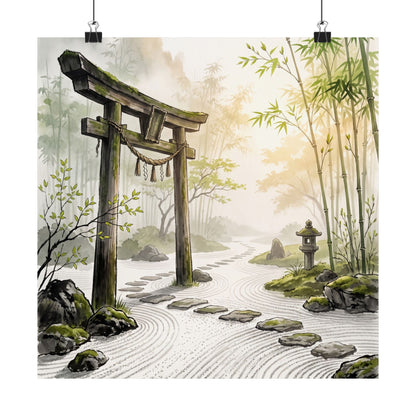 Spring Torii Gate Karesansui Wall Art Print | Contemplative Decor