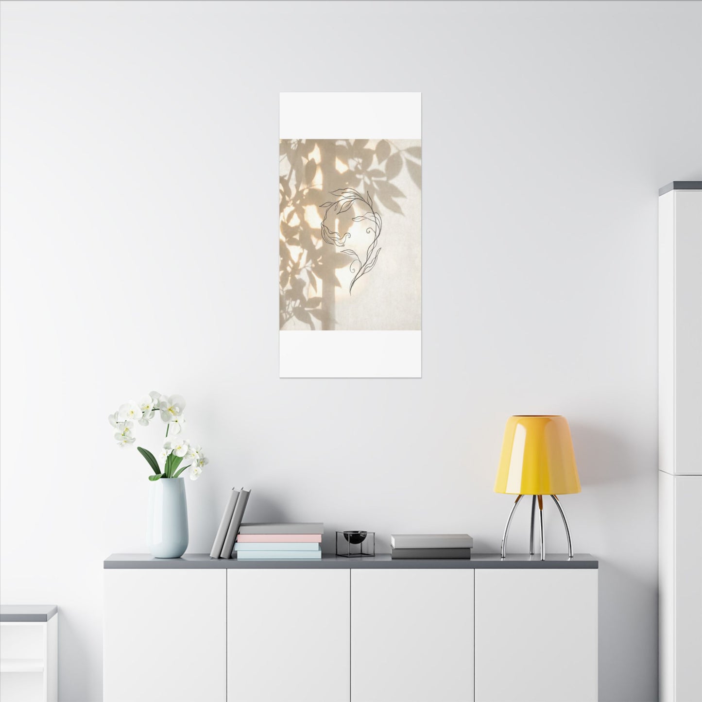 Warm Shoji Screen Canvas Art - Minimal Line Japandi