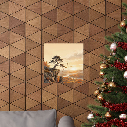 Japandi Pine Tree in Golden Hour | Japanese Pattern Wall Art Print