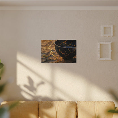 Golden Hour Cracked Earth Canvas Art - Kintsugi Fukinsei