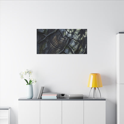 Rock Garden Canvas Art | Winter Dark Japandi Dark Texture Art