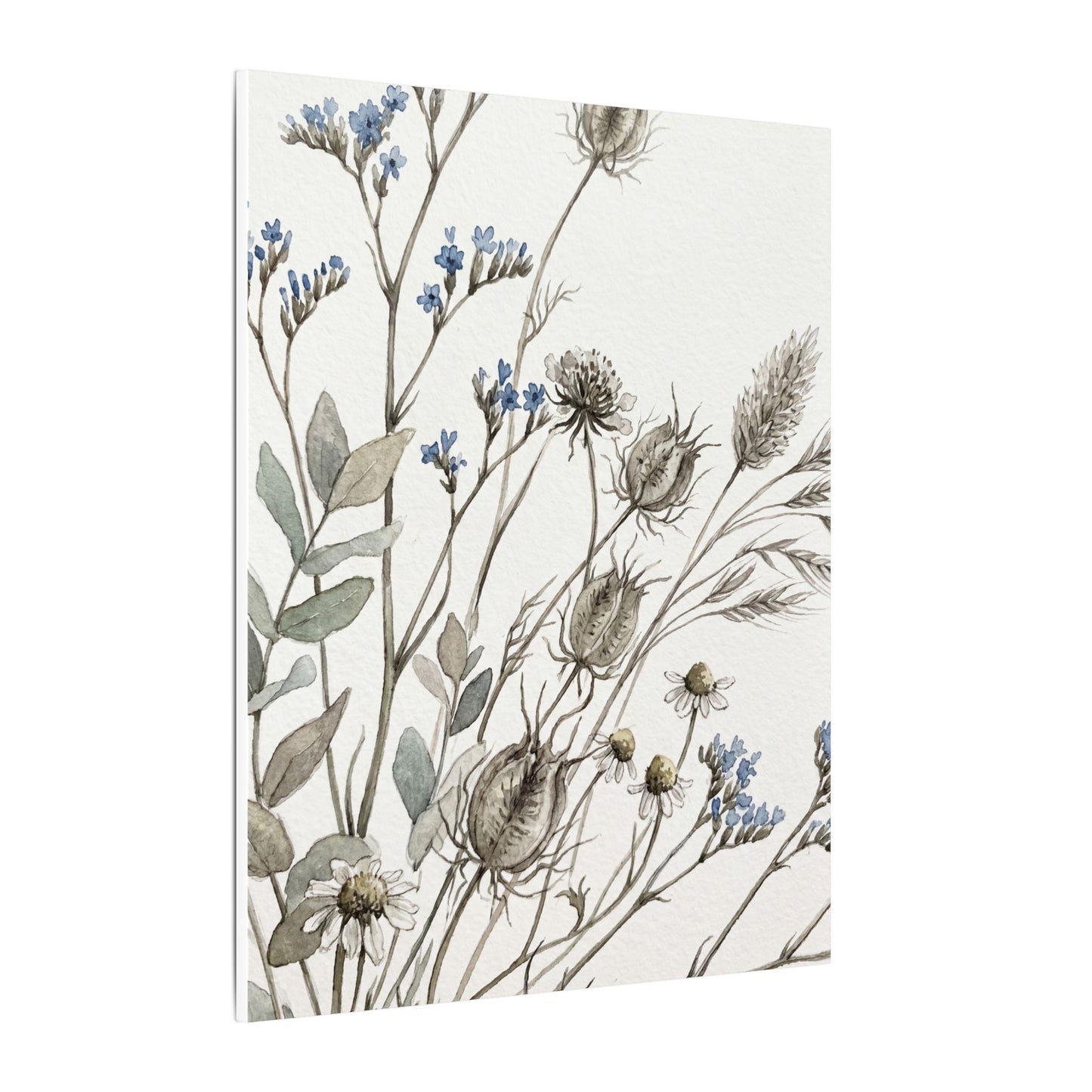 Dried Flowers Canvas Art | Summer Japandi Watercolor Art