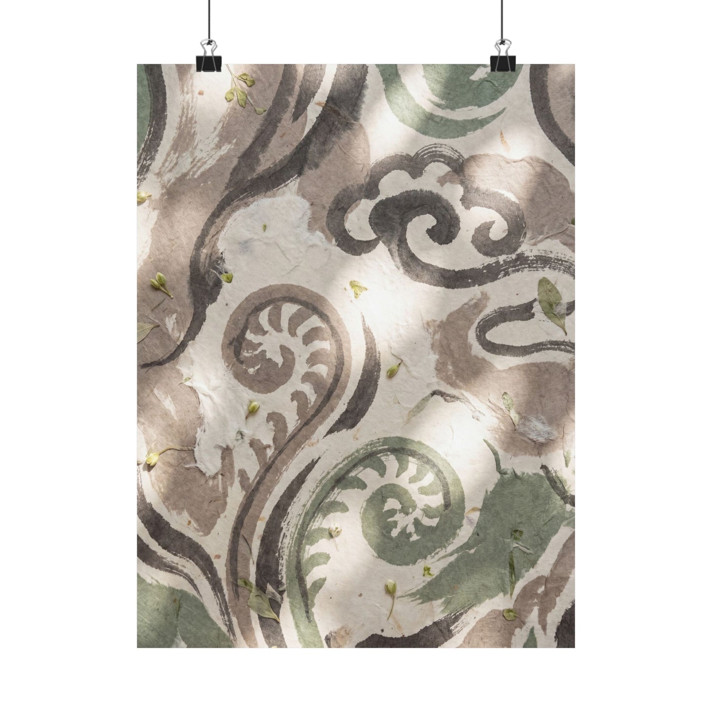 Ink Brushstroke Spring Wall Art Print | Japandi Earthy Design Art Print