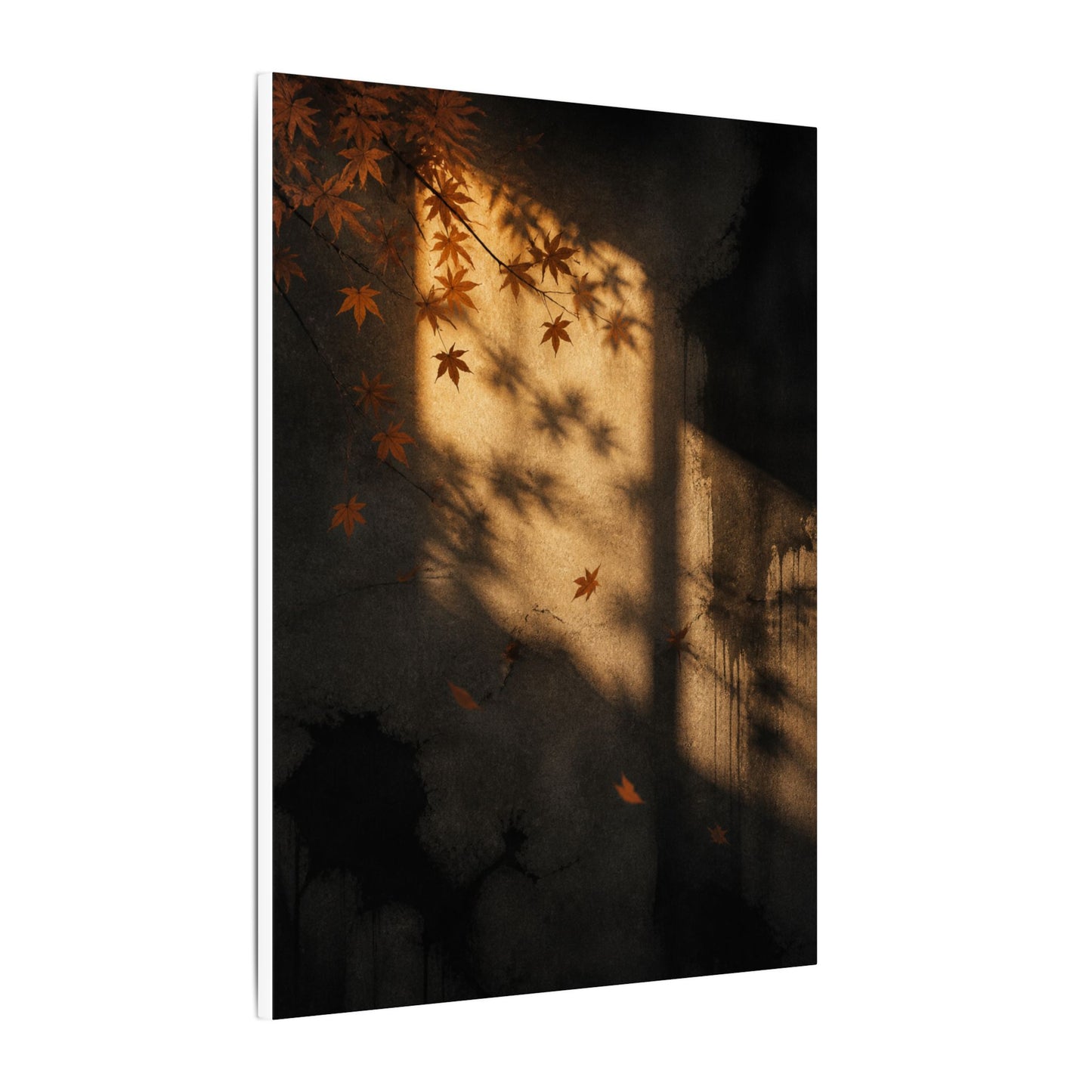 Shadow Play Canvas Art | Autumn Dark Japandi Charcoal Ink Art