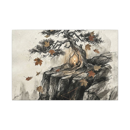 Pine Tree Autumn Canvas Art | Japandi Earthy Design