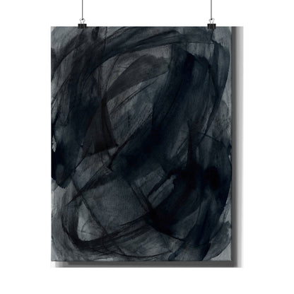 Deep Tones Dark Japandi Charcoal Wall Art Print | Deep Tones Charcoal Ink Art Print