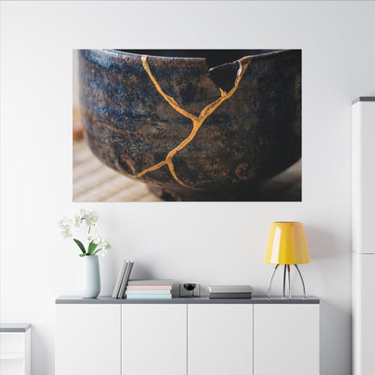 Tea Ceremony Autumn Canvas Art | Kintsugi Healing Design