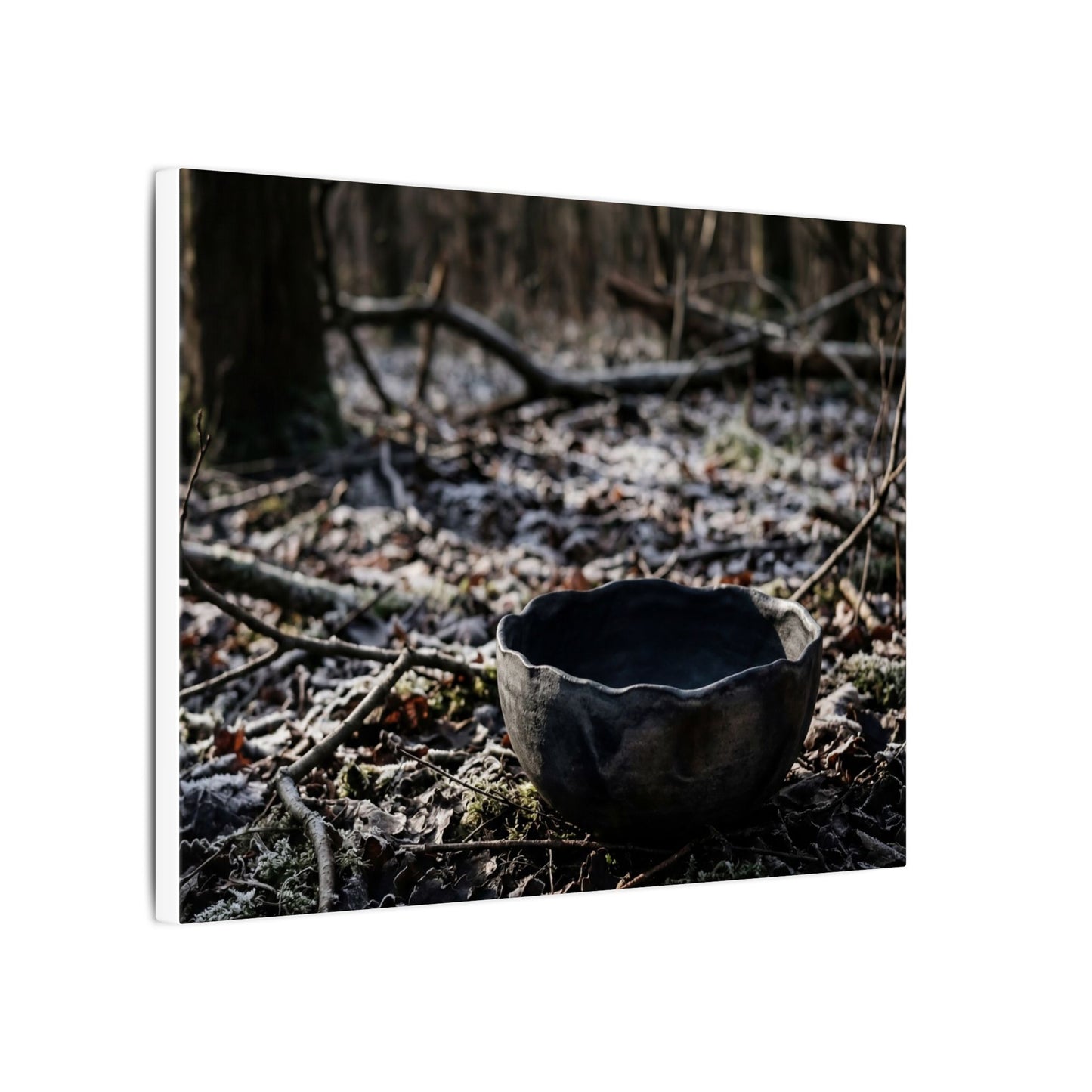 Dappled Ceramic Bowl Canvas Art - Dark Japandi Kanso