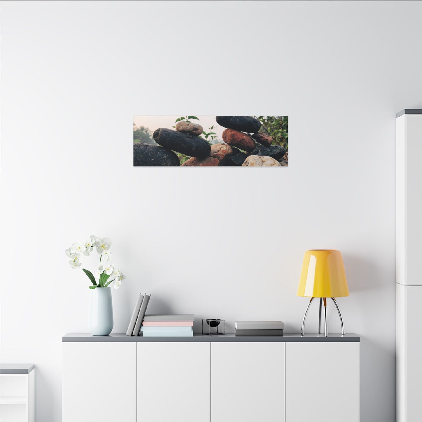 River Stones Canvas Art | Spring Kintsugi Broken Beauty Art