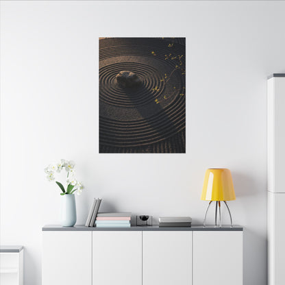 Rock Garden Shadow Zen Canvas Art | Bold Dark Japandi Art