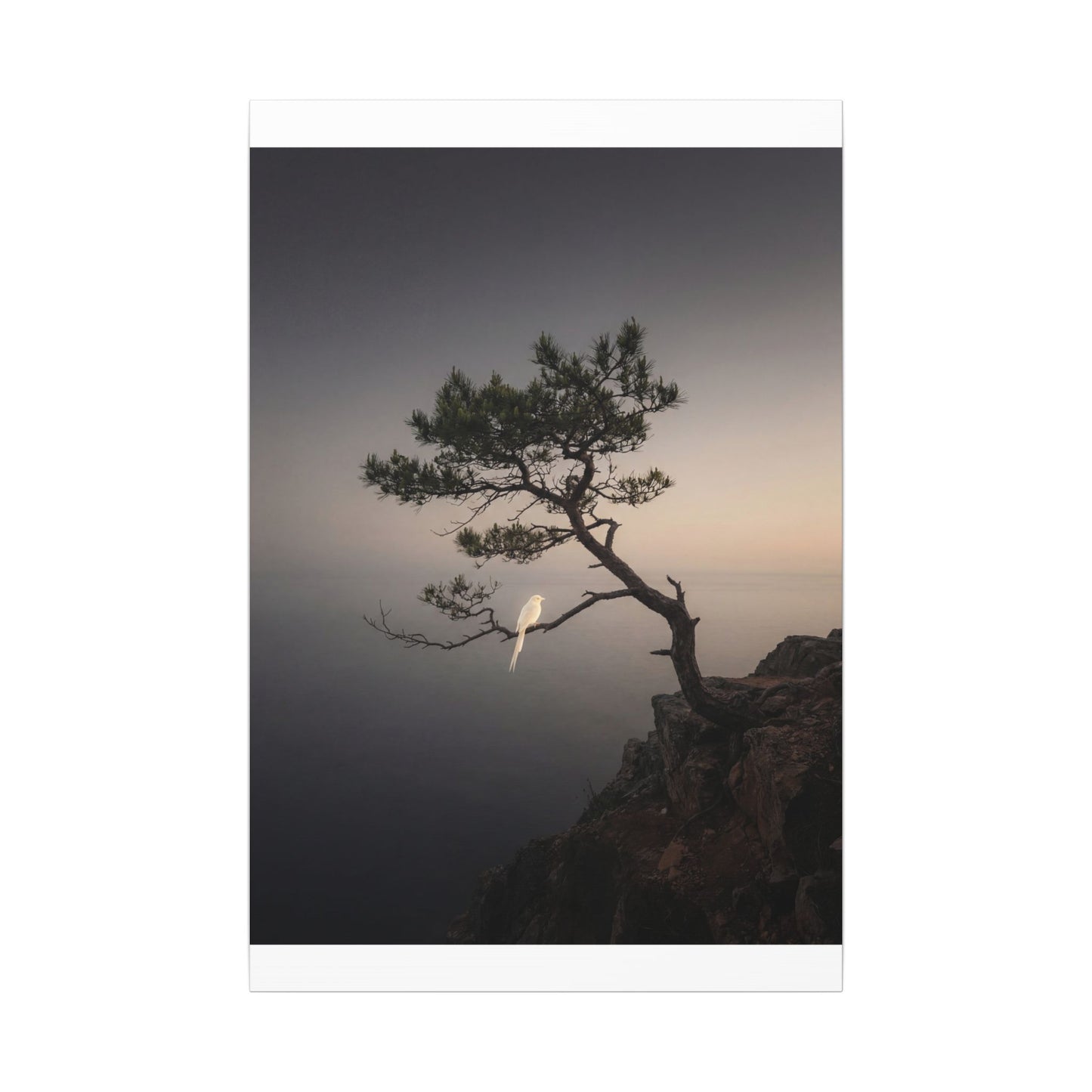 Dawn Pine Tree Canvas Art - Dark Japandi Datsuzoku