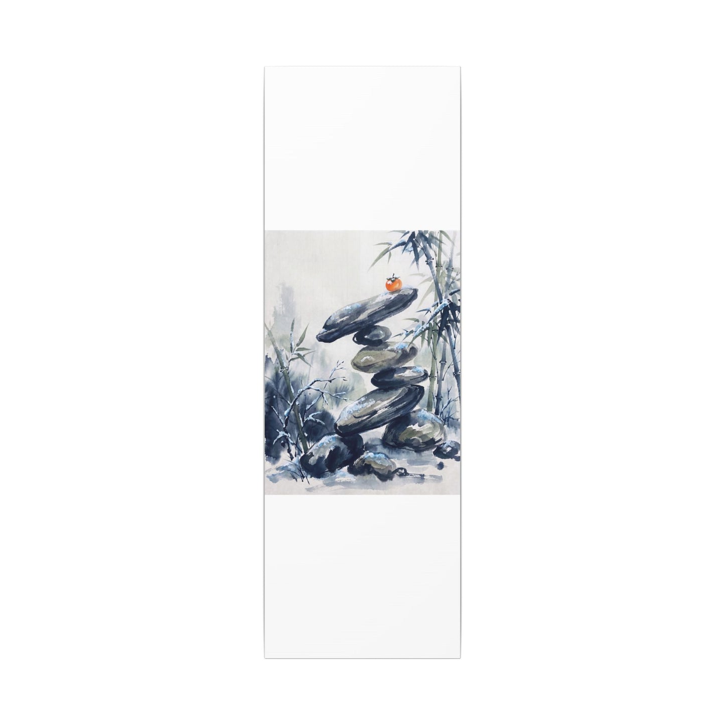 Zen River Stones in Moonlight | Sumi E Canvas Art