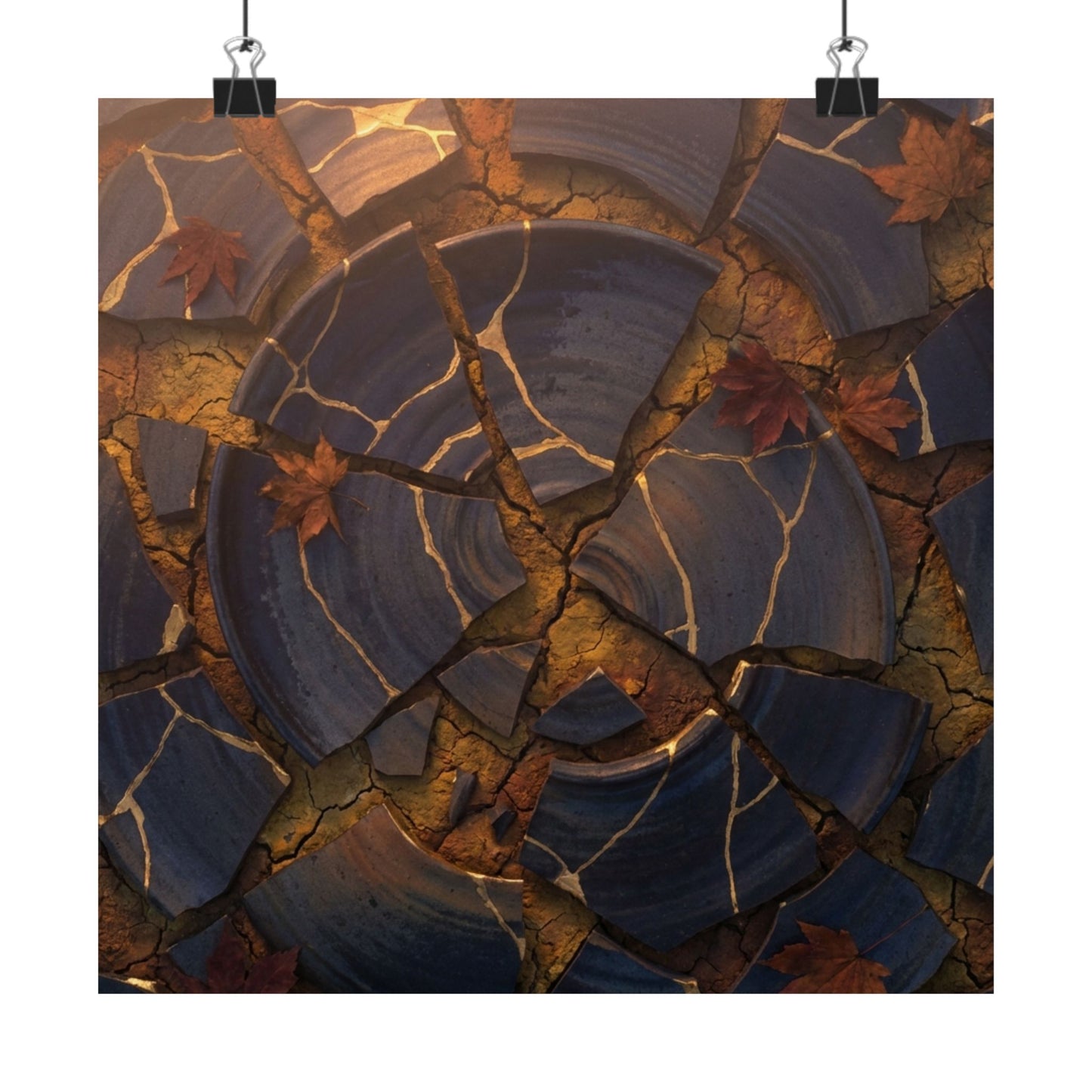 Autumn Cracked Earth Gold Repair Wall Art Print | Beautiful Decor