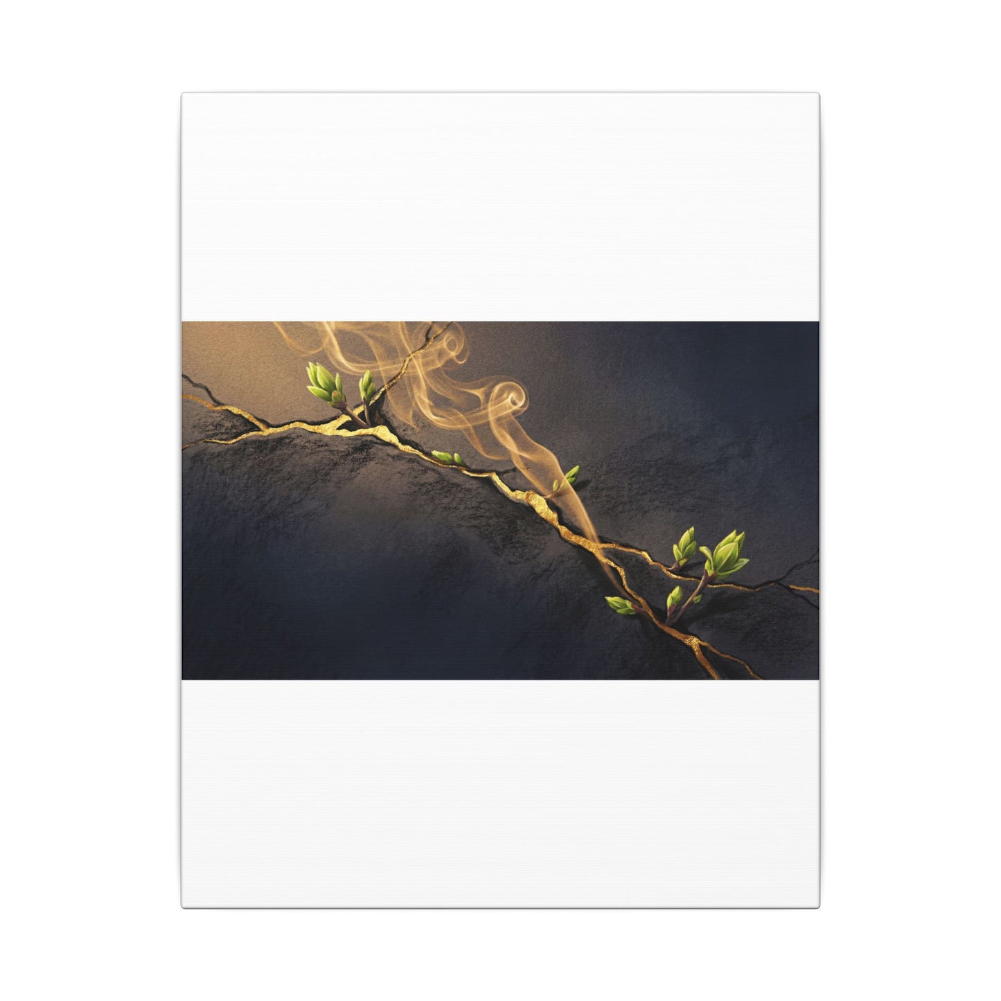 Spring Incense Smoke Gold Vein Canvas Art | Healing Decor